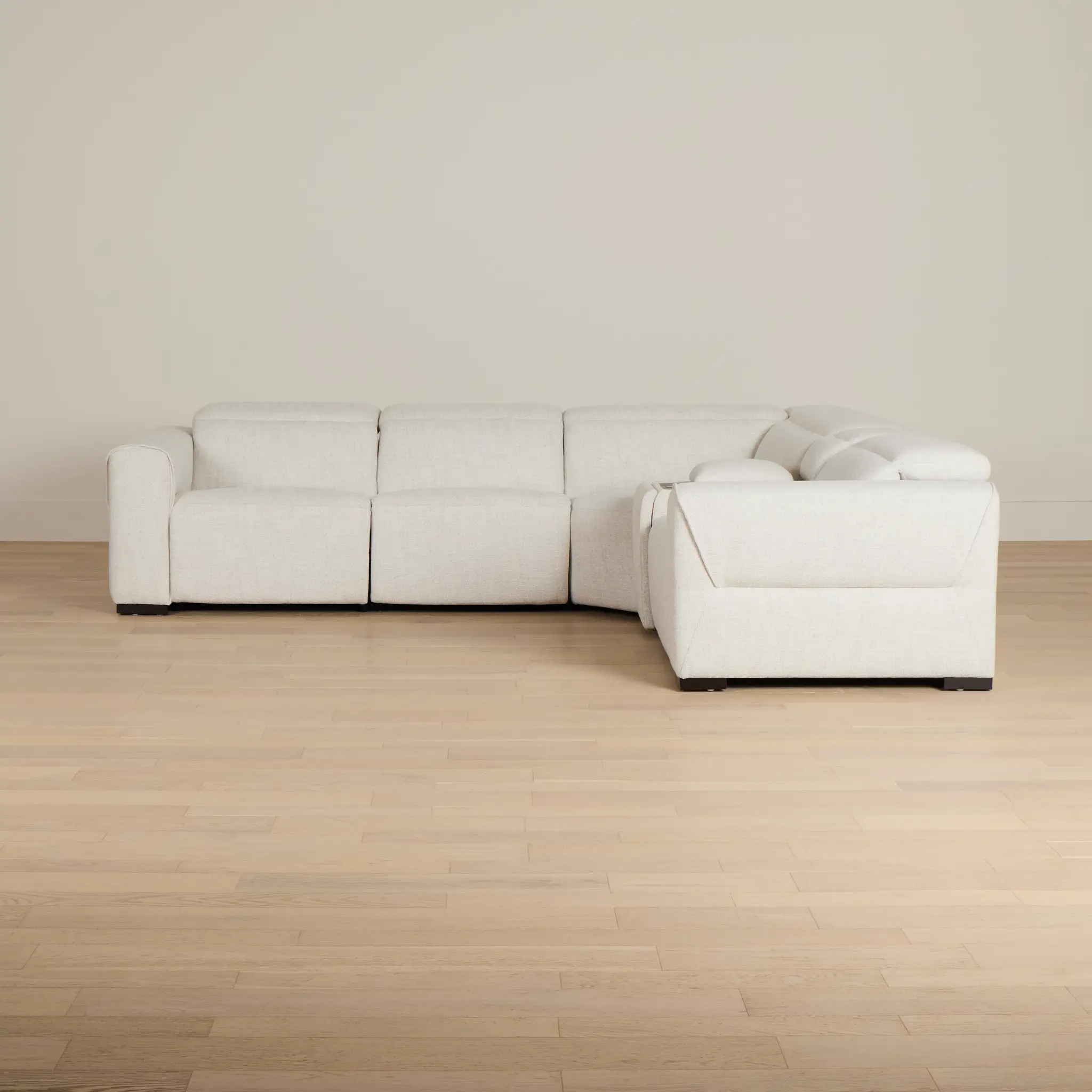 Ellis Light Beige Fabric Medium Dual Power 2-arm Reclining Sectional Ellis Light Beige Fabric Medium Dual Power 2-arm Reclining Sectional