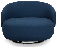Chrisley Dark Blue Fabric Swivel Accent Chair