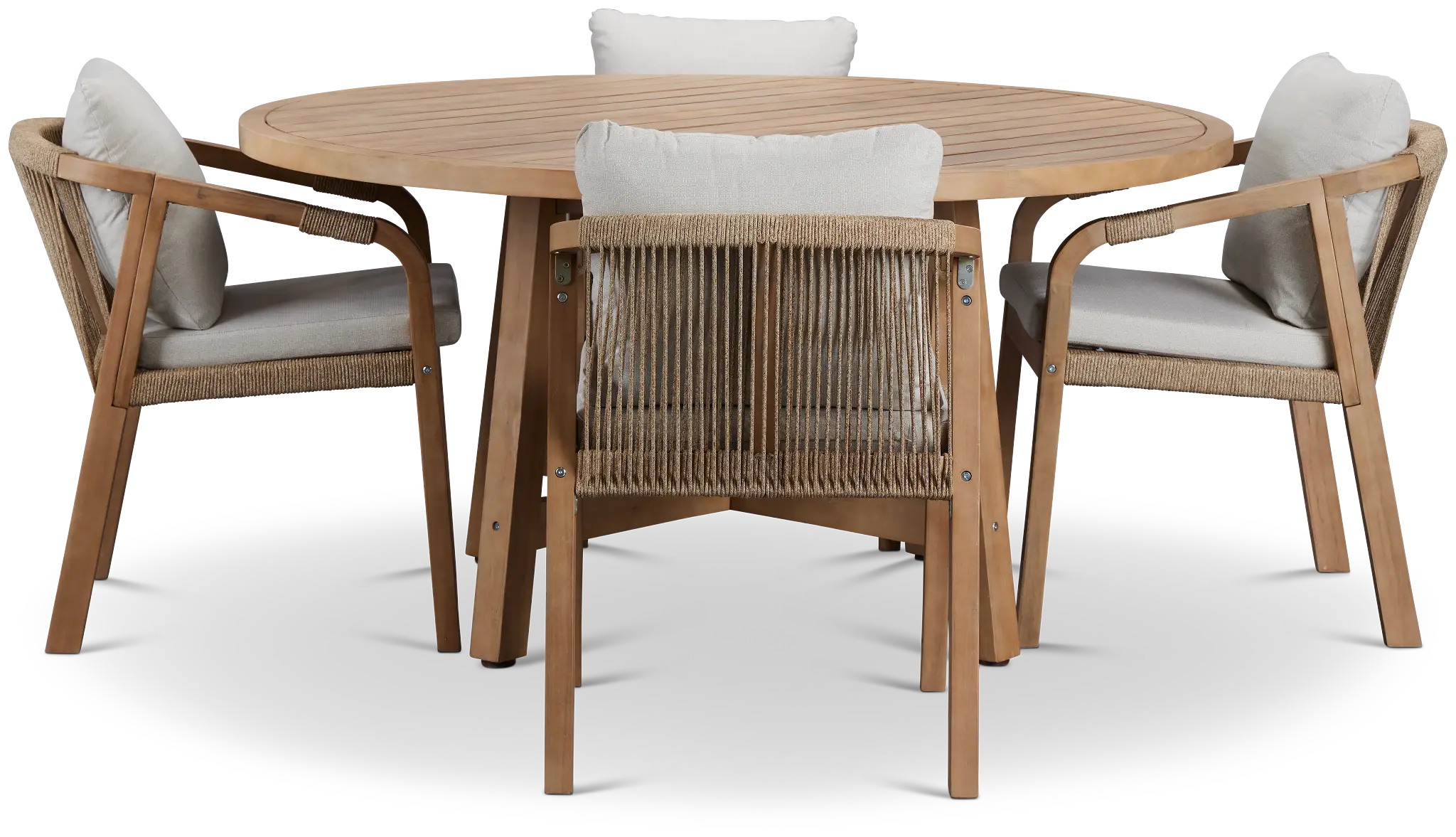 Laguna Light Tone Round Table & 4 Gray Cushioned Chairs Laguna Light Tone Round Table & 4 Gray Cushioned Chairs