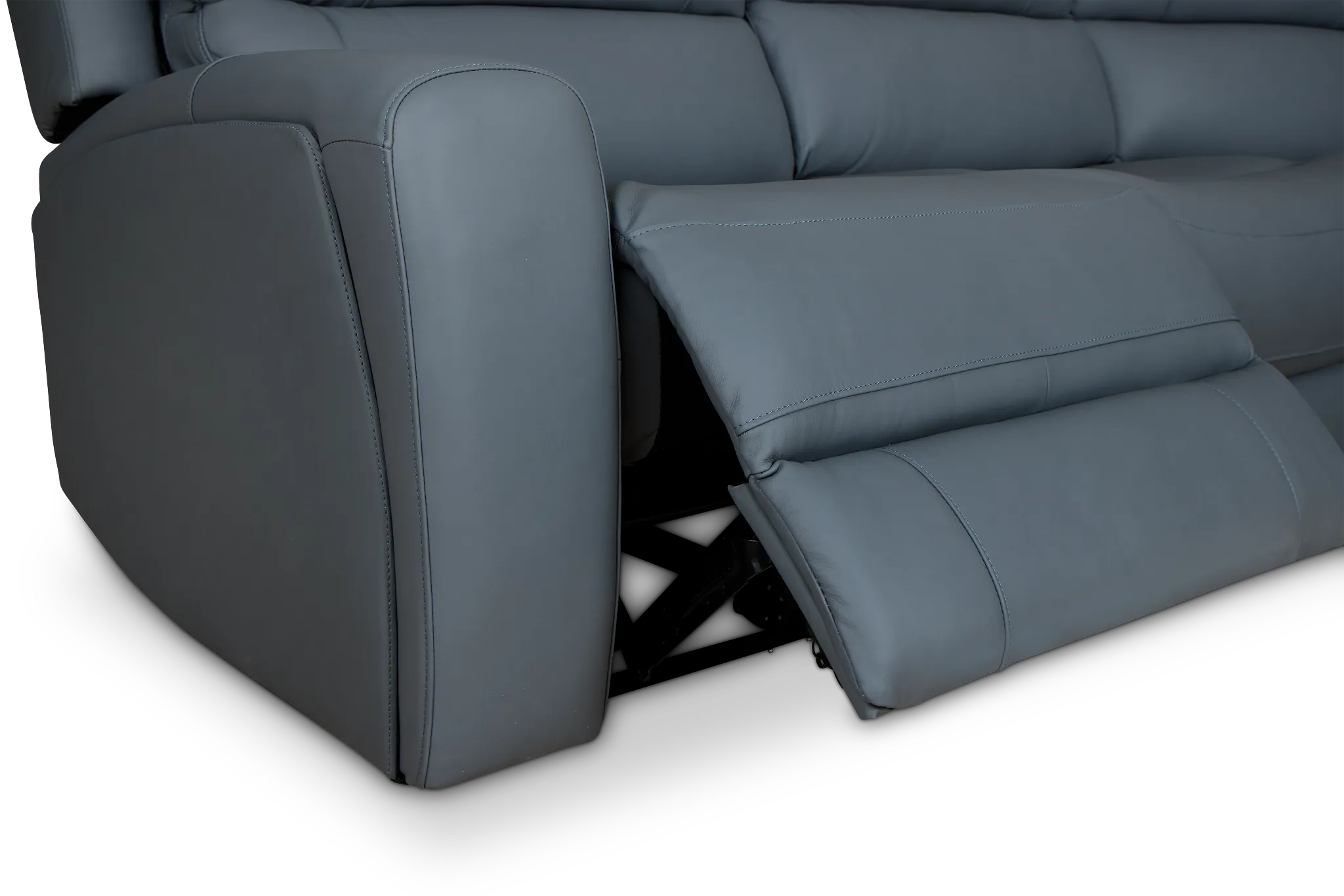 Summit Blue Lthr/vinyl Medium Dual Power 2-arm Reclining Sectional