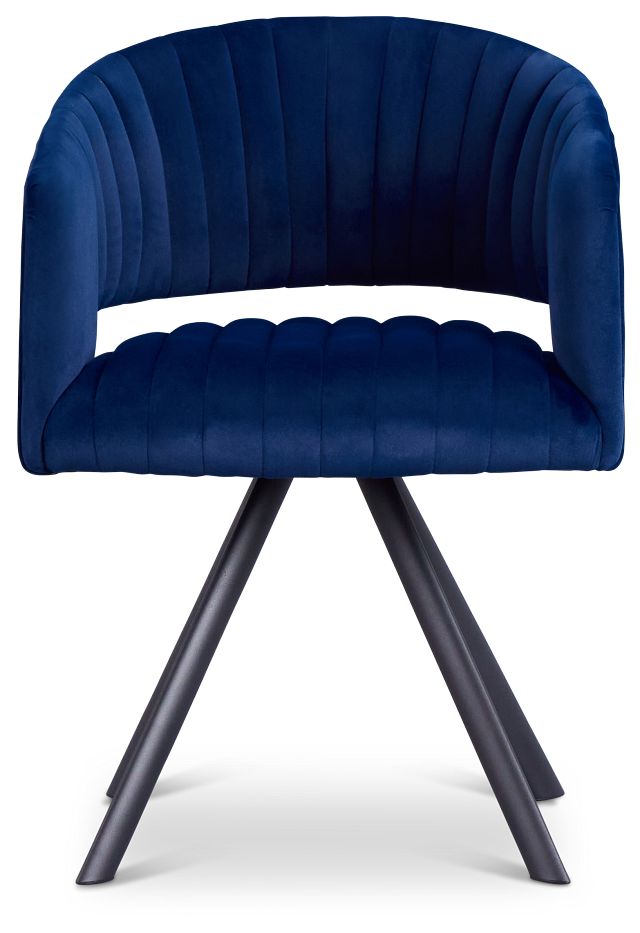 Mandy Blue Velvet Swivel Accent Chair