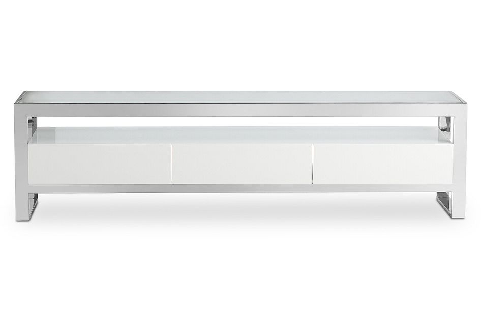 Miami White Glass Tv Stand