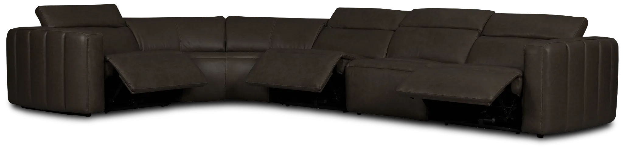 Jace Dark Gray Lthr/vinyl Small Triple Power Reclining Two-arm Sectional