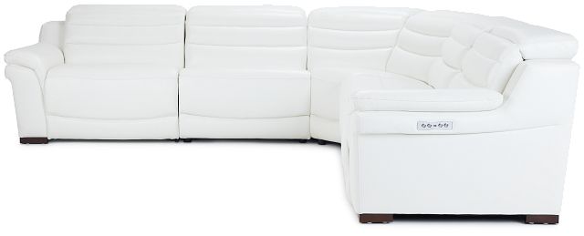 Sentinel White Lthr/vinyl Small Two-arm Power Reclining Sectional