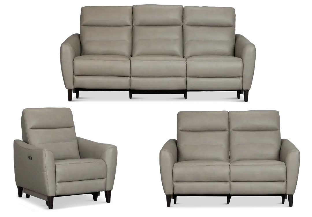 Keaton Gray Lthr/vinyl Power Reclining Living Room Keaton Gray Lthr/vinyl Power Reclining Living Room