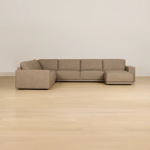 Kellan Taupe Leather Medium Right Chaise Sectional