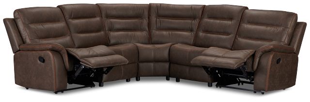 Grayson2 Brown Micro Small Two-arm Manually Reclining Sectional