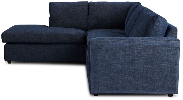 Davis Dark Blue Micro Left Bumper Sectional