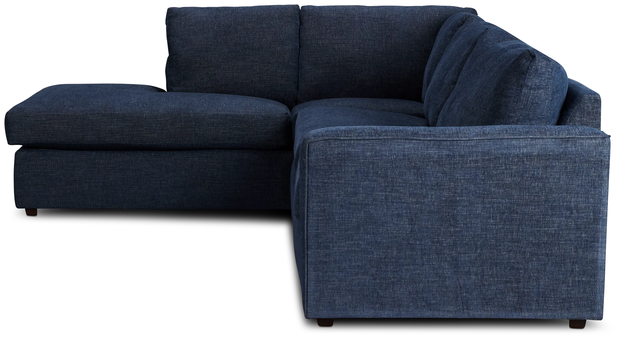 Davis Dark Blue Micro Left Bumper Sectional