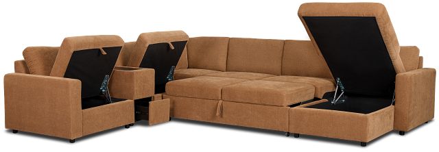 Addie Brown Fabric Medium Right Chaise Sleeper Sectional With Console
