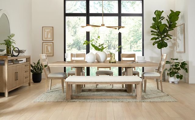 Alton Light Tone Rect Table & 4 Slat Chairs