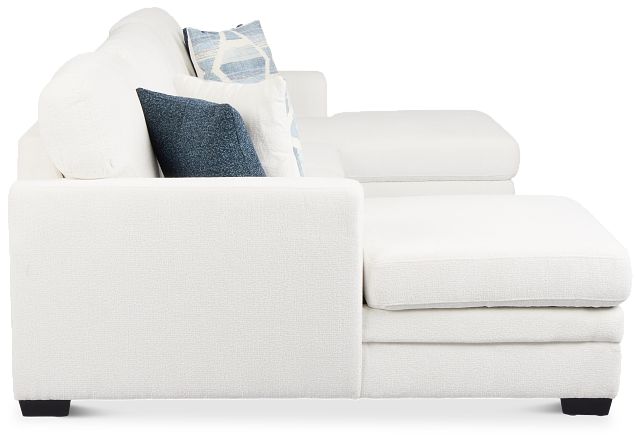 Everly White Fabric Double Chaise Sleeper Storage Sectional