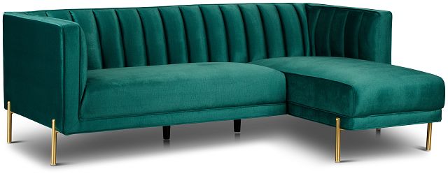Bella Dark Green Velvet Right Chaise Sectional
