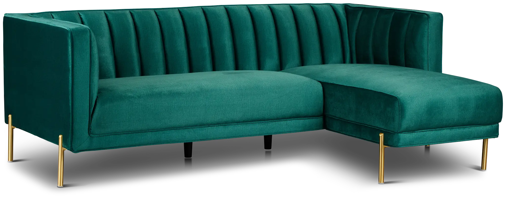 Bella Dark Green Velvet Right Chaise Sectional Bella Dark Green Velvet Right Chaise Sectional
