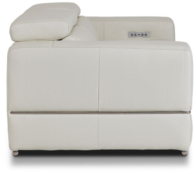 Dante White Leather Power Reclining Sofa