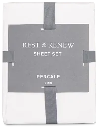 Rest & Renew Percale Cotton White 200 Thread Sheet Set