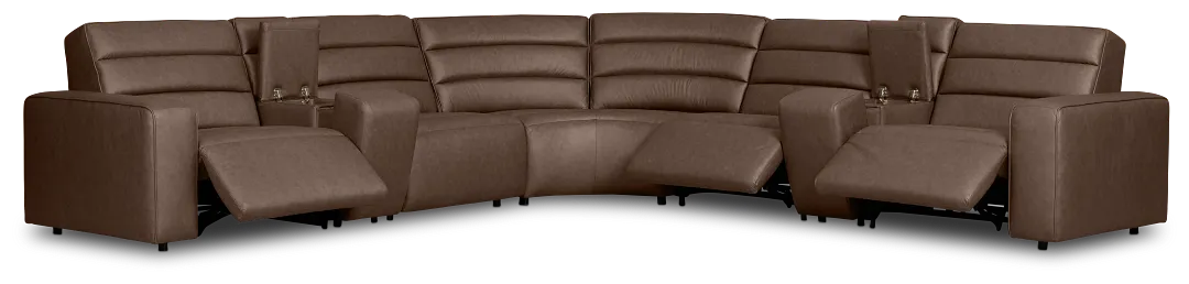 Sawyer Dark Brown Micro Large Triple Power Reclining Two-arm Sectional