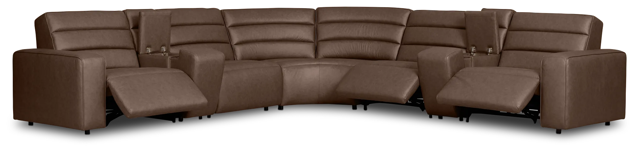 Sawyer Dark Brown Micro Large Triple Power Reclining Two-arm Sectional