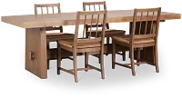Provo Mid Tone Trestle Table & 4 Woven Chairs