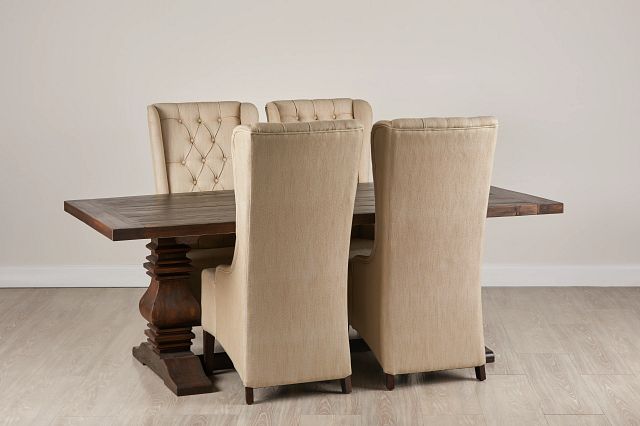 Hadlow Mid Tone 84" Table & 4 Upholstered Chairs