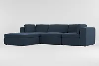 Destin Elite Dark Blue Fabric 4-piece Bumper Sectional