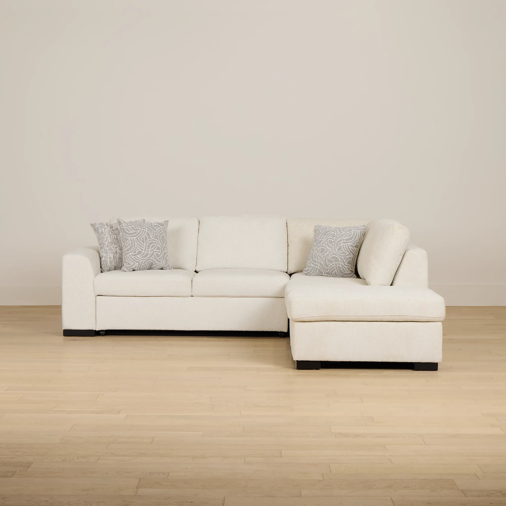 Blakely White Fabric Small Right Bumper Sleeper Sectional