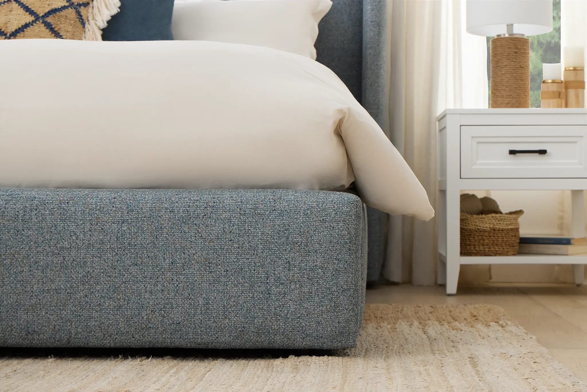 Captiva Natural Beauty Light Blue 48" Upholstered Shelter Bed Captiva Natural Beauty Light Blue 48" Upholstered Shelter Bed