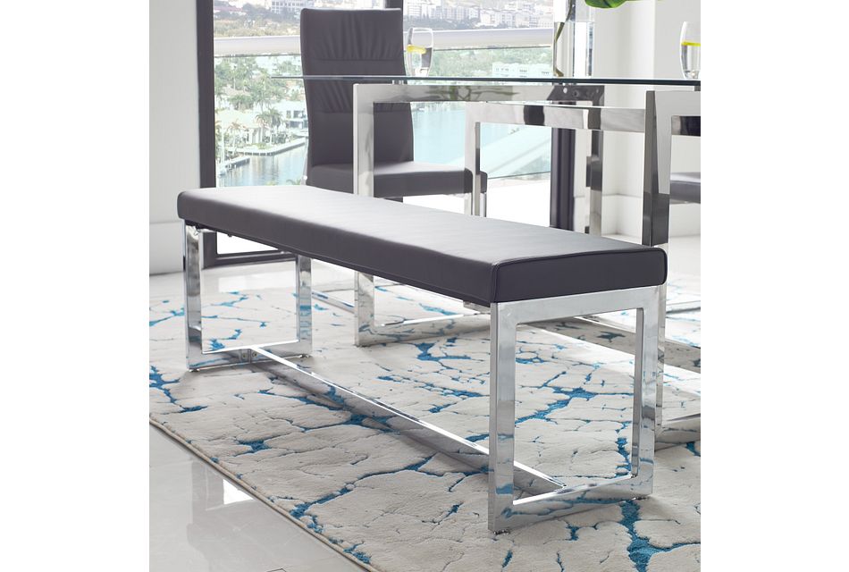 Bronx Gray Dining Bench Dining Room Chairs City Furniture A rectangular tabletop has a concrete with benches tastefully upholstered in a dark grey fabric and u' shaped aluminium legs which. bronx gray dining bench