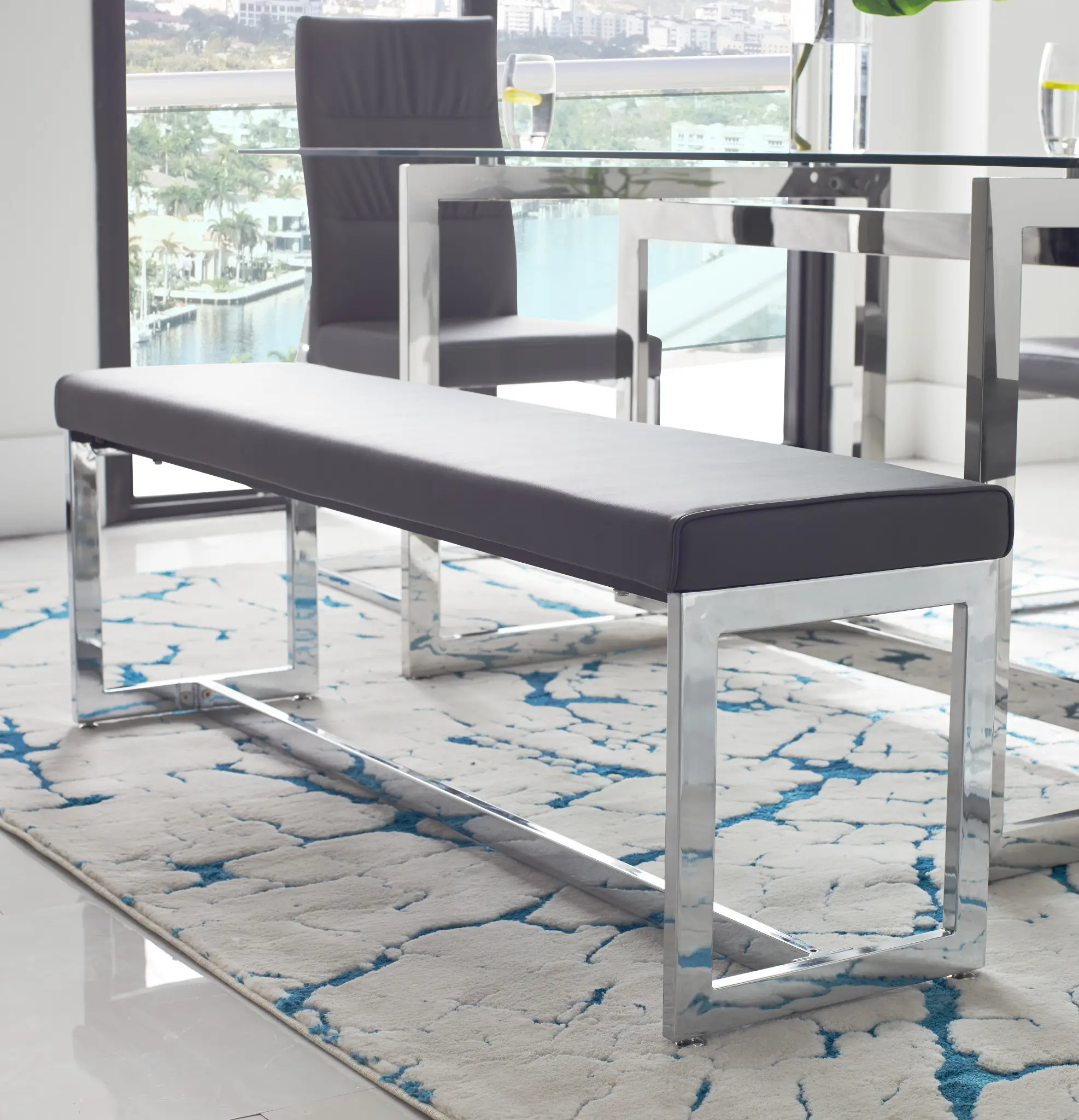 Bronx Gray Upholstered Dining Bench Bronx Gray Upholstered Dining Bench