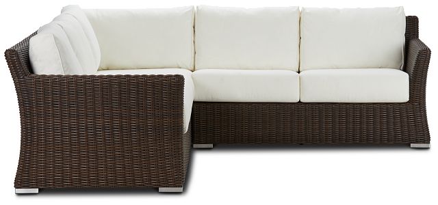 Southport White Woven Small Two-arm Sectional