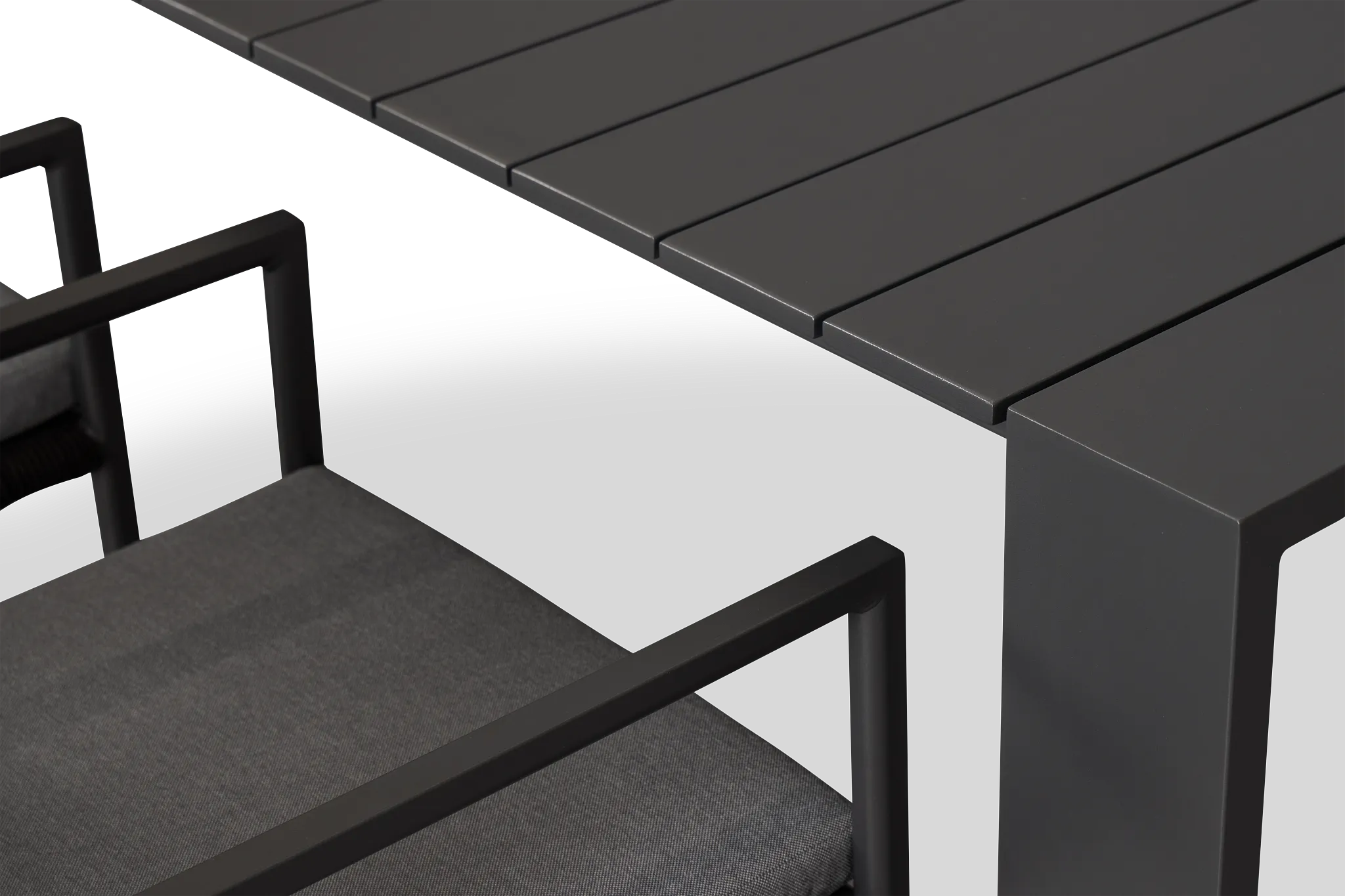 Sunrise Dark Gray 65" Rectangular Table & 4 Aluminum Arm Chairs