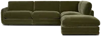 Jules Green Velvet 5-piece Right Facing Bumper Sectional