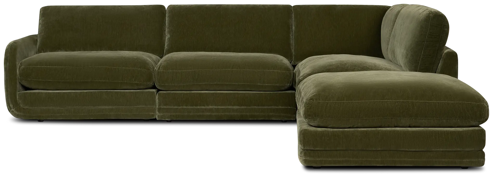Jules Green Velvet 5-piece Right Facing Bumper Sectional Jules Green Velvet 5-piece Right Facing Bumper Sectional