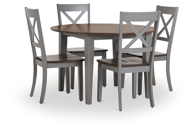 Sumter Gray Round Table & 4 Chairs (1)