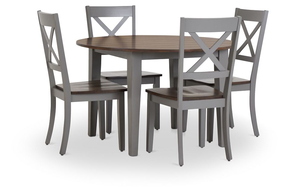 Sumter Gray Round Table 4 Chairs, Round Grey Dining Room Table And Chairs