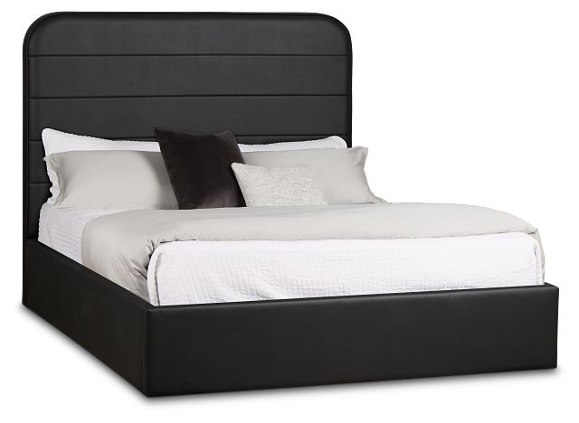 Doral Black Curved Upholstered Platform Bed