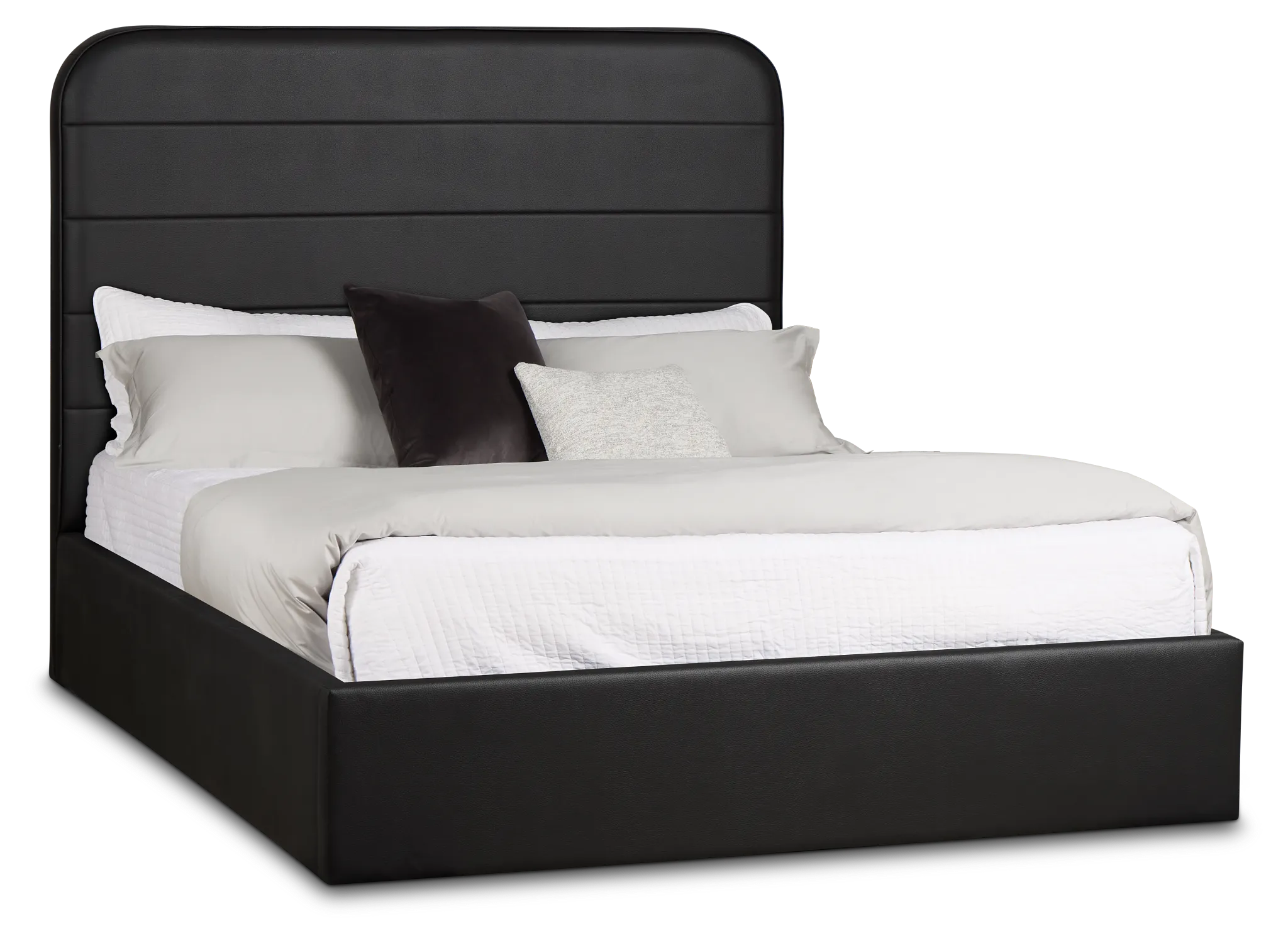 Doral Black Curved Upholstered Platform Bed
