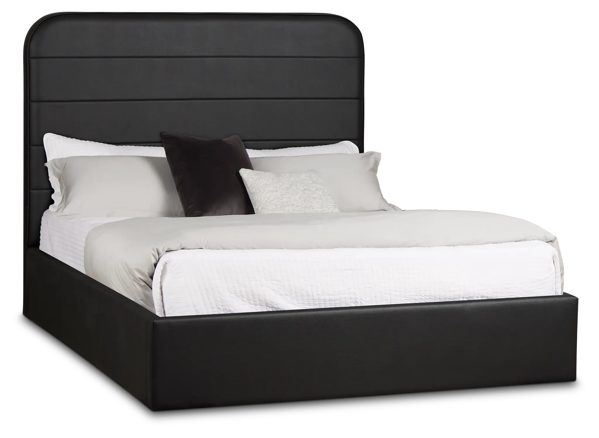 Doral Black Curved Upholstered Platform Bed Doral Black Curved Upholstered Platform Bed