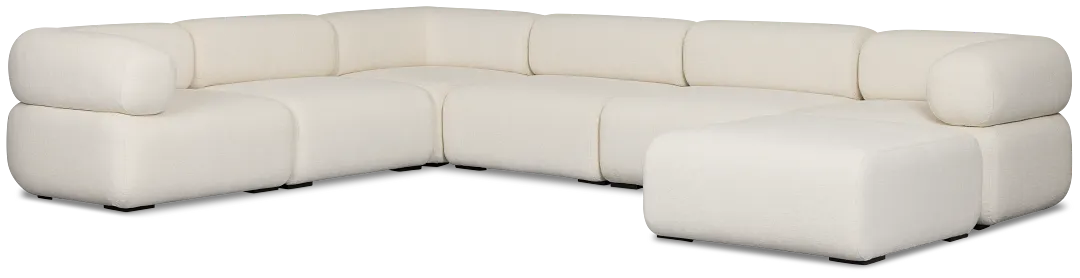Celeste Light Beige Fabric 7-piece Chaise Sectional