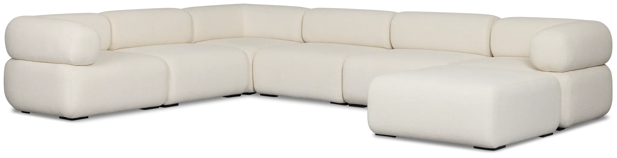 Celeste Light Beige Fabric 7-piece Chaise Sectional