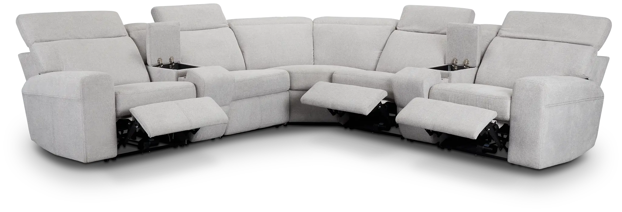 Callum Light Gray Fabric Large Triple Power Reclining Two-arm Sectional Callum Light Gray Fabric Large Triple Power Reclining Two-arm Sectional