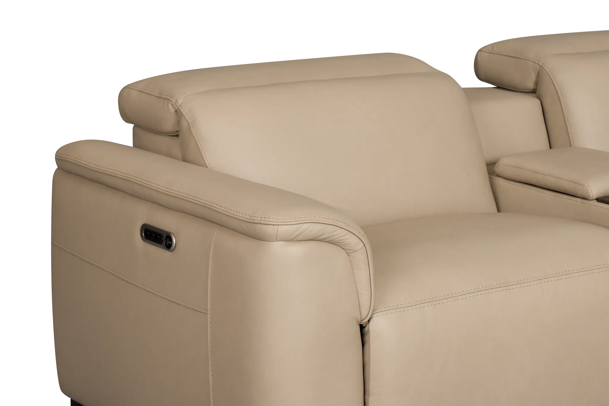 Brodie Taupe Lthr/vinyl Large Dual Power Reclining Two-arm Sectional