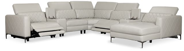 Ava Light Gray Micro Large Dual Power Right Chaise Sectional