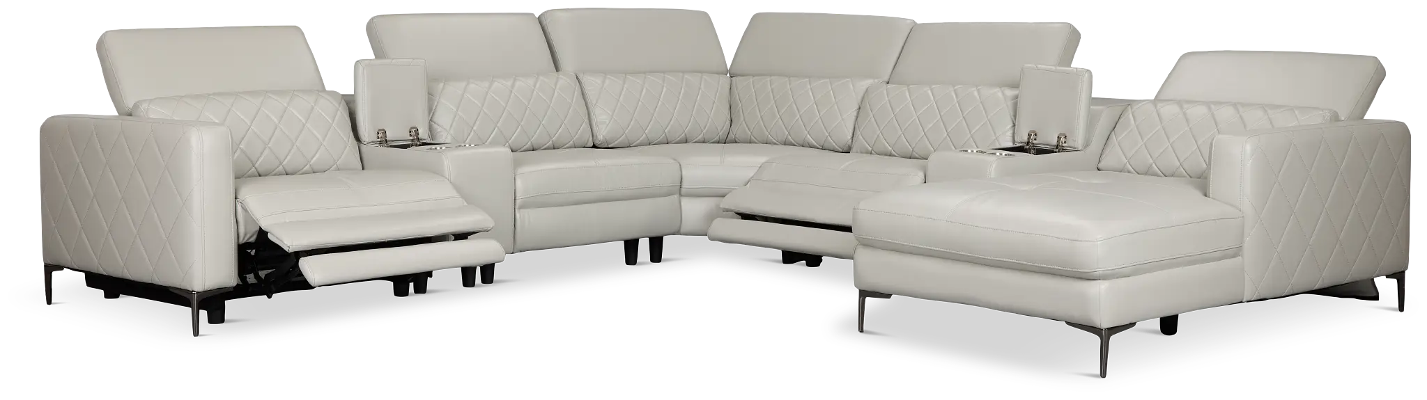 Ava Light Gray Micro Large Dual Power Right Chaise Sectional Ava Light Gray Micro Large Dual Power Right Chaise Sectional