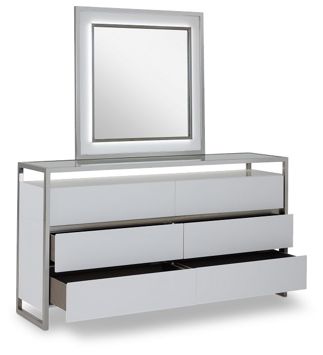 Miami White Dresser & Mirror