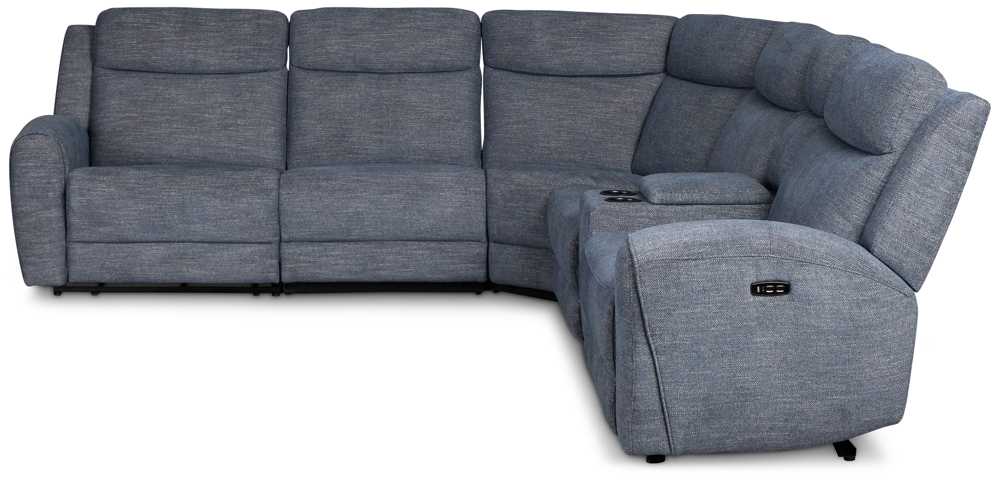 Walker Blue Fabric Medium Dual Power 2-arm Reclining Sectional
