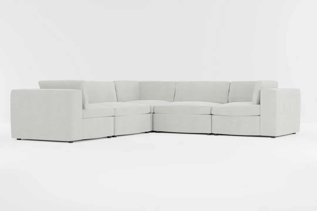 Destin Maguire Ivory Fabric 5-piece Modular Sectional