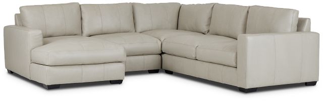 Dawkins Taupe Leather Medium Left Chaise Sectional (1)