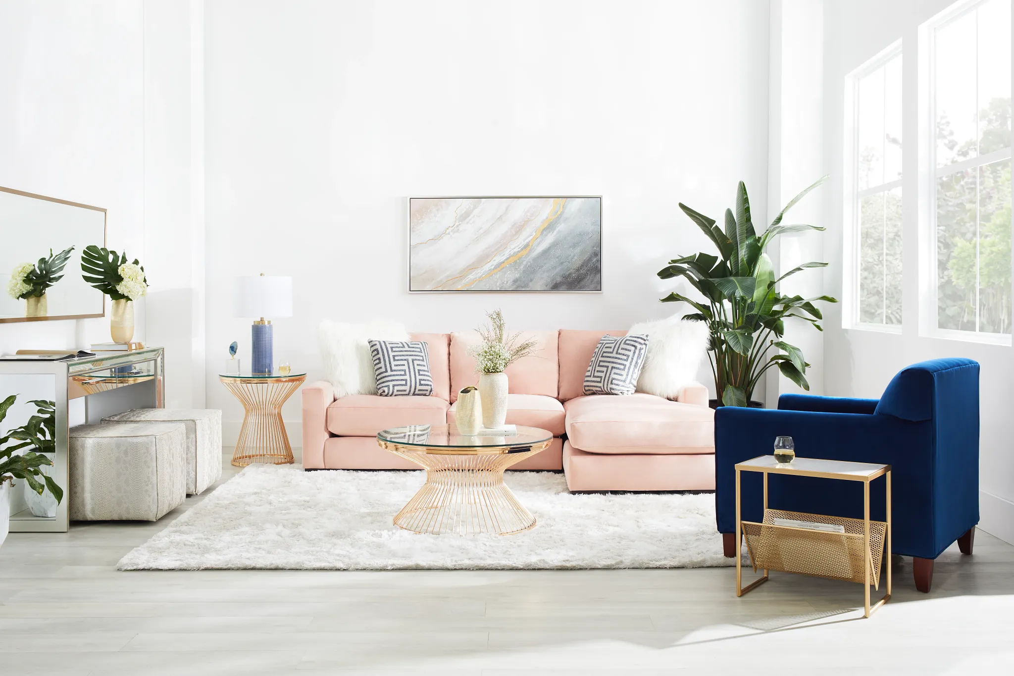 Edgewater Joya Light Pink Right Chaise Sectional