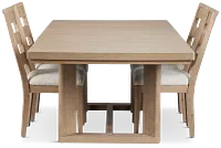 Alton Light Tone Rect Table & 4 Slat Chairs